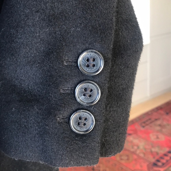 DKNY Black Faux Fur Collar Wool Coat - Picture 7 of 7